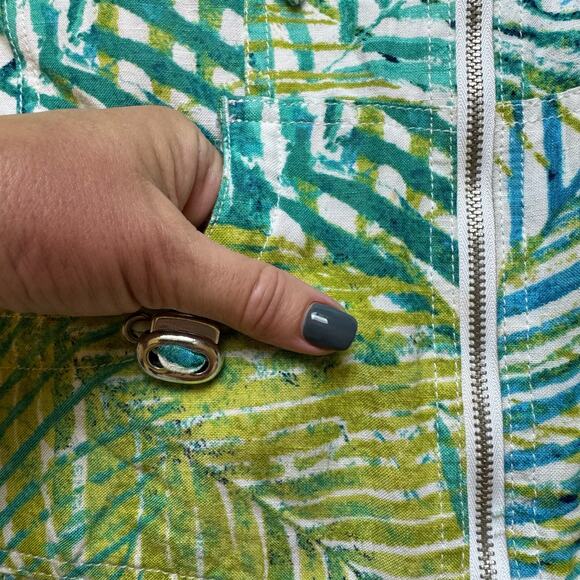 Ruby Rd Linen Zip Up Jacket Tropical Hawaiian Casual Grandma Coastal Florida - Picture 7 of 10